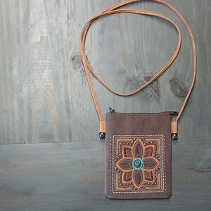 Elegant Tan and Brown Crossbody Bag